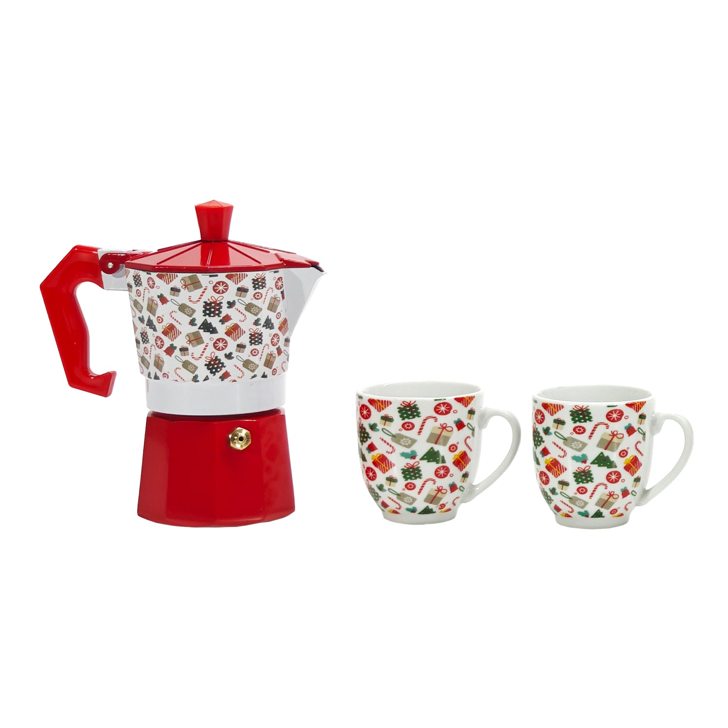 VESTIAMO CASA GRAN NATALE - Box Caffettiera con 2 Tazze Natalizie